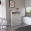 Commode 4 tiroirs Pérou, plateau supérieur, 1 tablette ouverte - gris clair / blanc