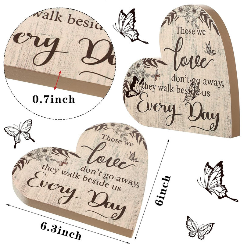 Cœur en bois Simple Style Remembrance - 6,3 po
