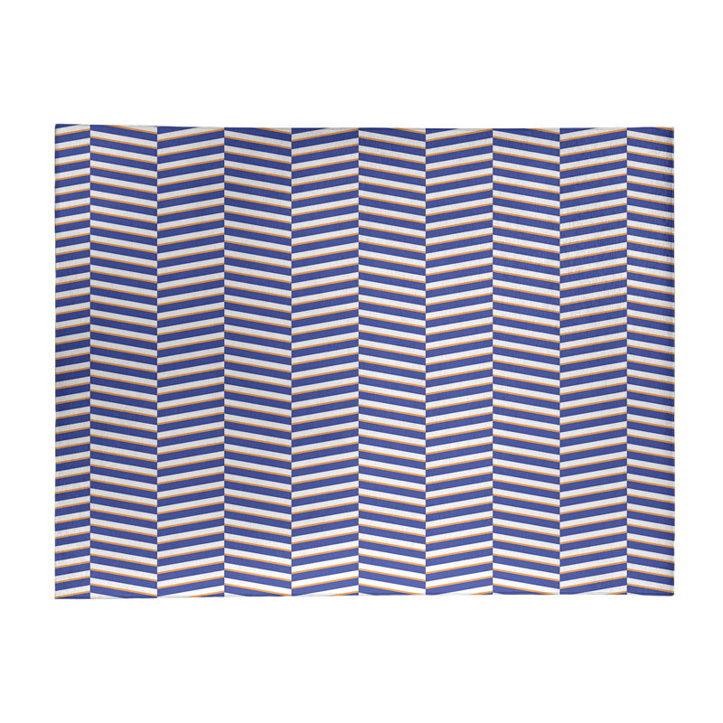 Tapis à rayures bleu/blanc, Rectangle 8 pi x 10 pi