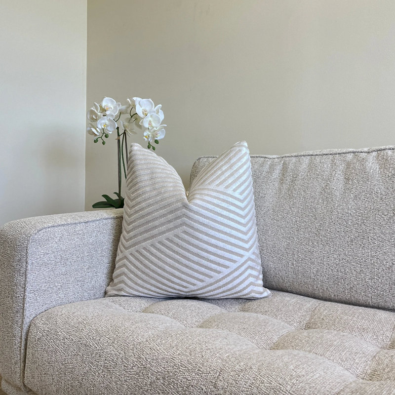 Housse de coussin Alternative, H 22 po x l 22 po, Blanc / rayé crème