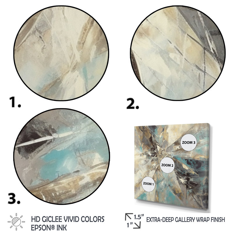 Beige et formes vertes dans la peinture II - reproduction, H 36 po x l 36 po x P 1,5 po, Cadre flottant doré