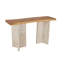 Console de salon en bois de teck brun Cole et Grey avec pieds en lattes Envi