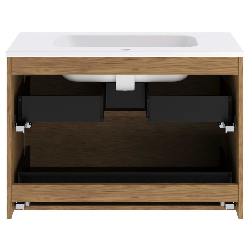 Kora 31.89" Wall Mounted Single Bathroom Vanity with Top, Silver