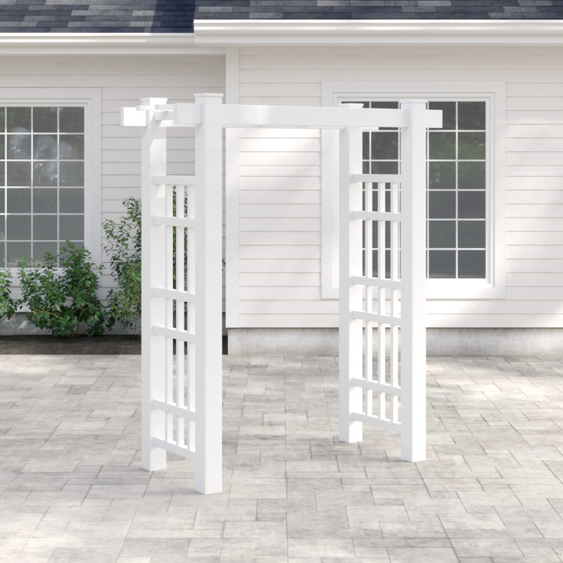 Windsor White Vinyl Garden Arbor with Asian Inspiration