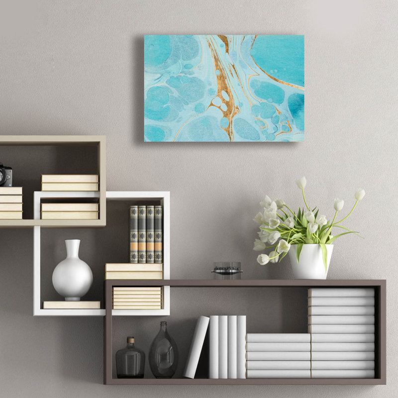  «Turquoise Stream 2» par Annie Warren, art mural en verre acrylique, 24 po x 16 po