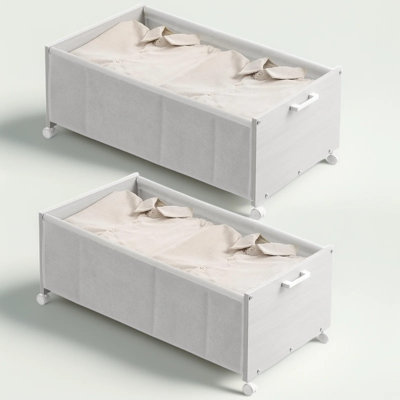 Under Bed Storage Drawers With Wheels And Locks, Sturdy Wooden Rolling Storage Organizer, Space Saving Design For Bedroom, Closet, And Living Room