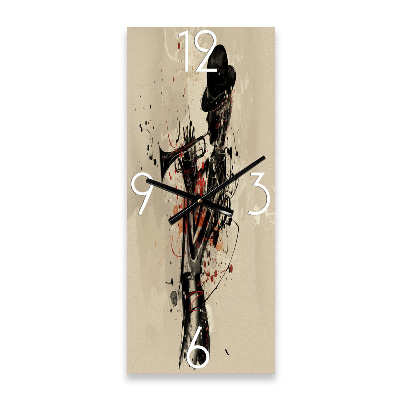 Femme jouant de la trompette jazz - horloge murale moderne, Petit
