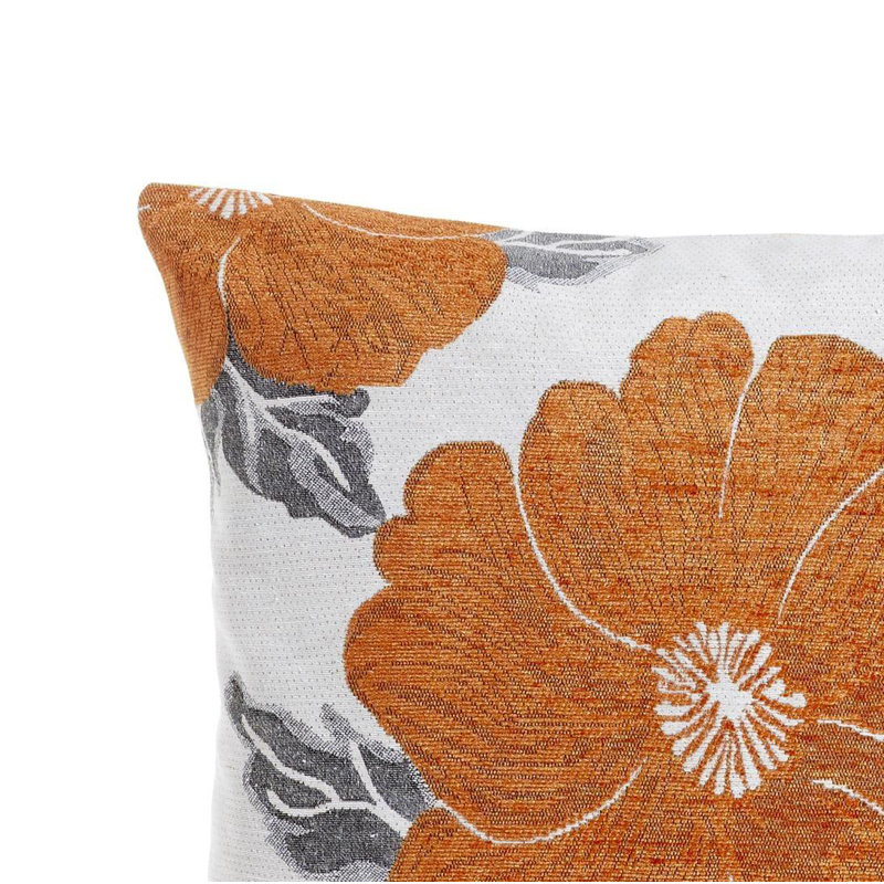 Darionte Floral Square Throw Cushion, Orange/Silver/Grey