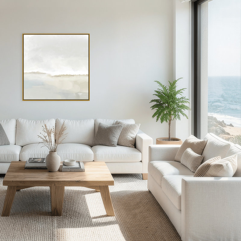 Coastal Retreat Shifting Sands par Gypsea Village, Framed Canvas, 16" H x 16" W x 2.375" D, Gold