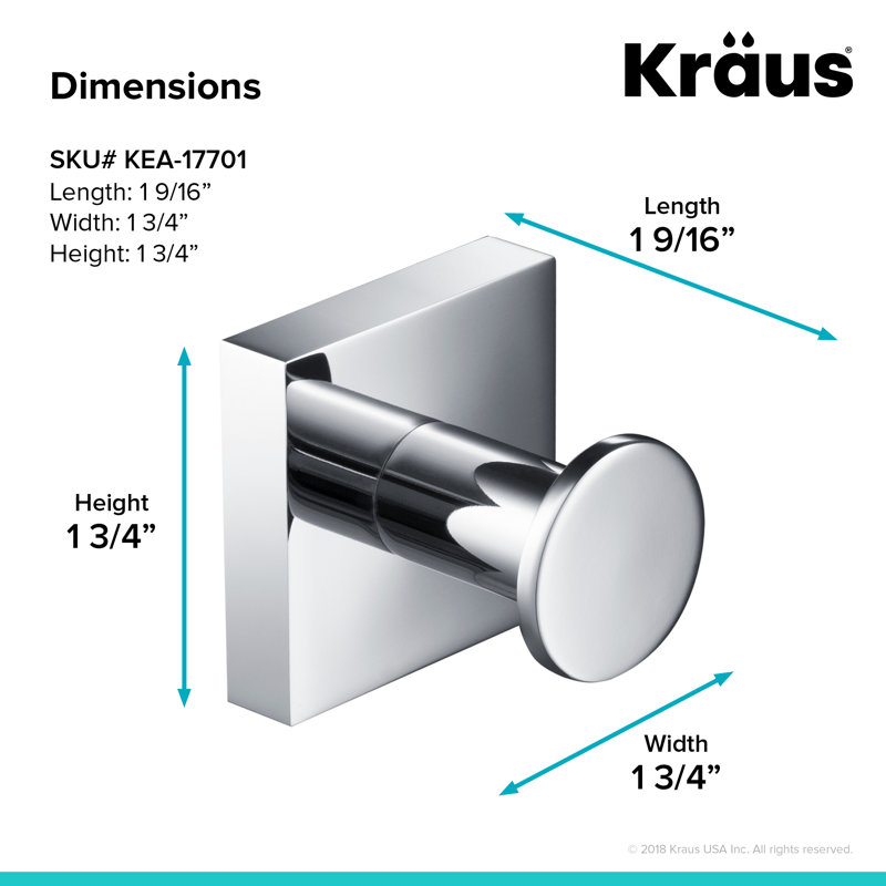 Ventus Wall Mounted Towel Hook, Chrome