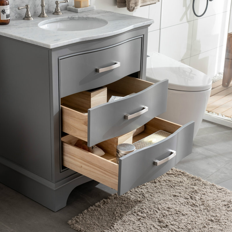 Ensemble de meuble-lavabo simple 30 po Goleta, Gris / nickel brossé