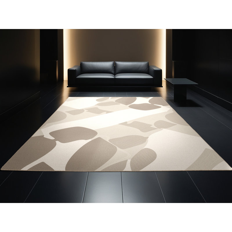 Tapis beige scandinave lavable à la machine lavable à la machine - reliure beige, Rond 3 pi