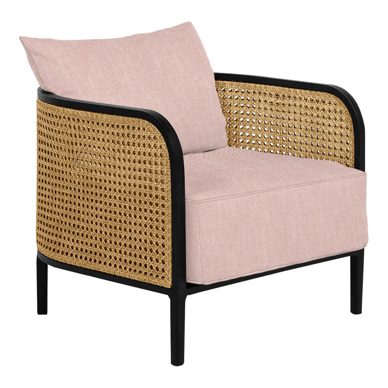 Havana Cane N-Dura Resin Wicker Outdoor Lounge Chair, Perigold Play Cameo, Welt + Dream fill, Chalk/Natural Resin