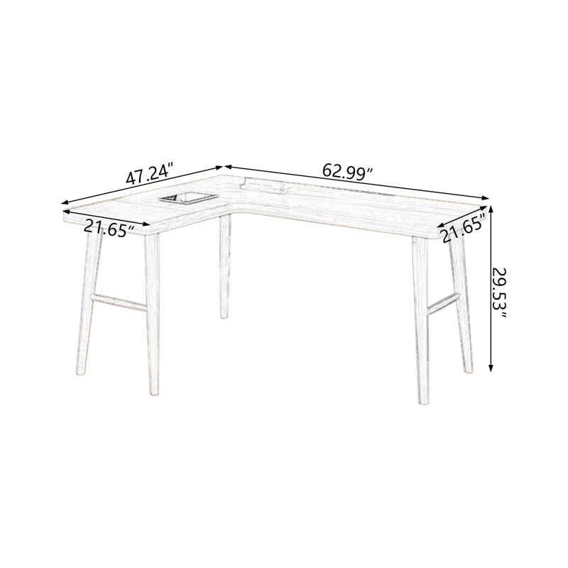 Rosewood L-Shaped Solid Wood desks, 29.53" H x 62.99" W x 47.24" D, Left Hand Return