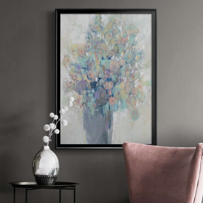 Bouquet I, toile encadrée de qualité supérieure - prête à être accrochée, H 36,5 po x l 26,5 po x P 1 po, Cadre noir