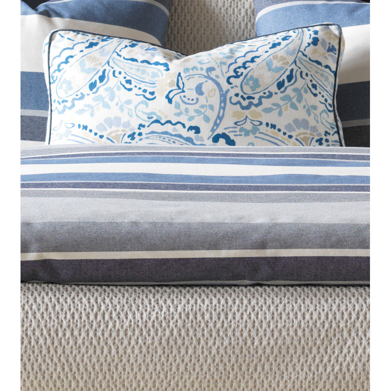 Wainscott Cotton Blend Striped Comforter, Full Comforter, Denim