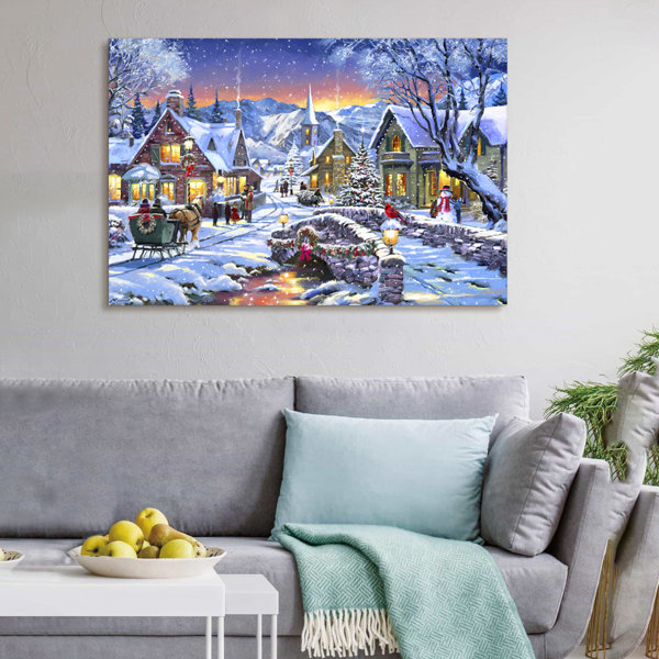 The Holiday Aisle® Christmas Winter Tree On Canvas Painting | Wayfair