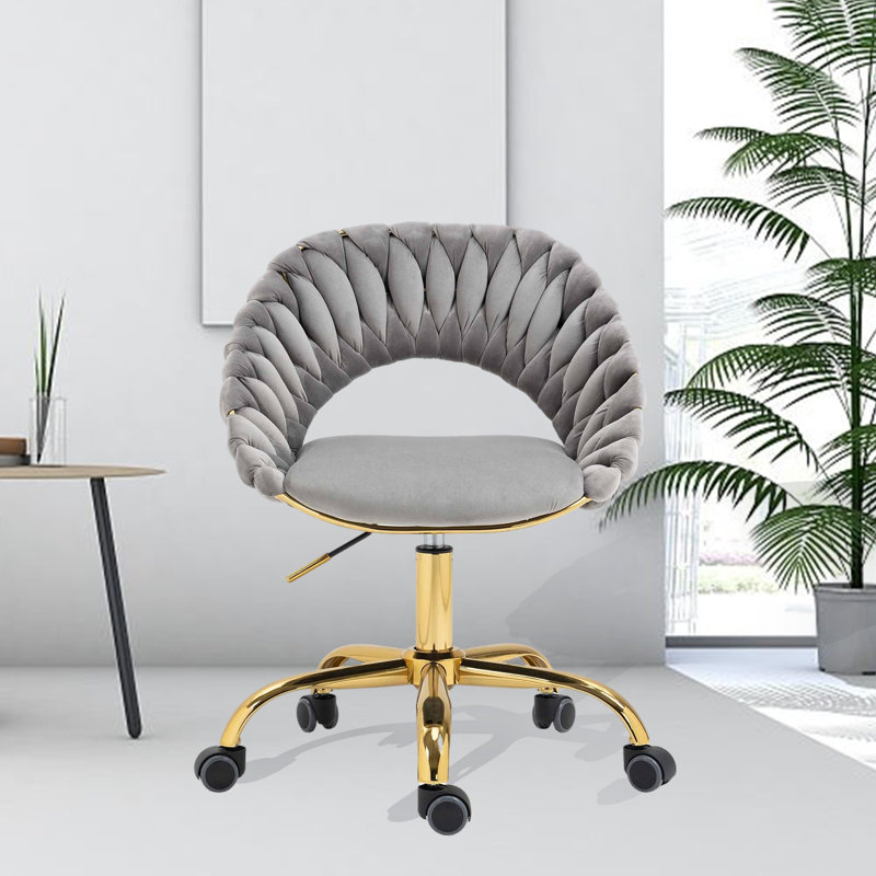 Chaise de travail en cuir véritable Quadry, Gris