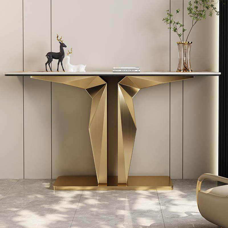 Console de style italien en pierre frittée., H 33,8 po x l 47,2 po x P 13,7 po