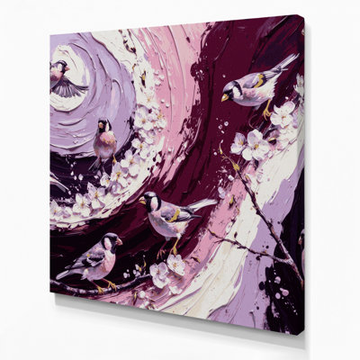 «Birds Mauve mauve», art mural sur toile mauve