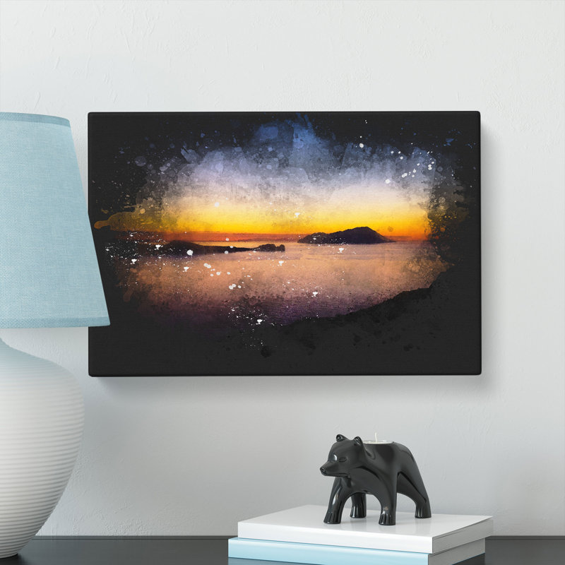 Sunset In Kythnos Greece - Wrapped Canvas Print, 60cm H x 91cm W x 3cm D