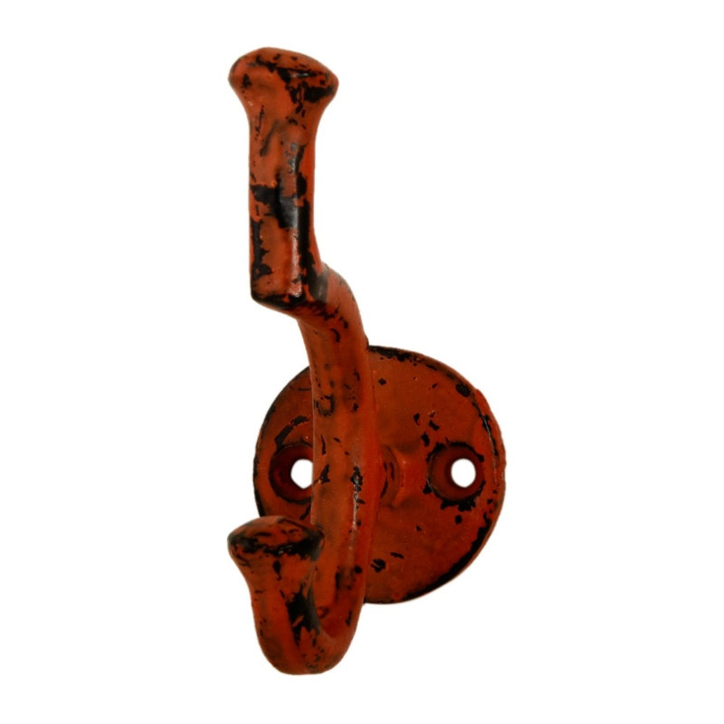 Hollifield Iron Wall Hook, Distressed Orange