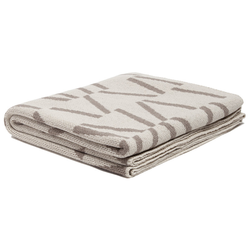 Blue and Beige Knitted Eco Throw Blanket