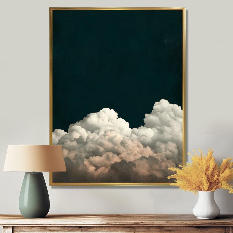 «Fluffy White Clouds In The Sky - Clouds», art mural encadré, impression sur toile blanche minimaliste, H 40 po x l 30 po