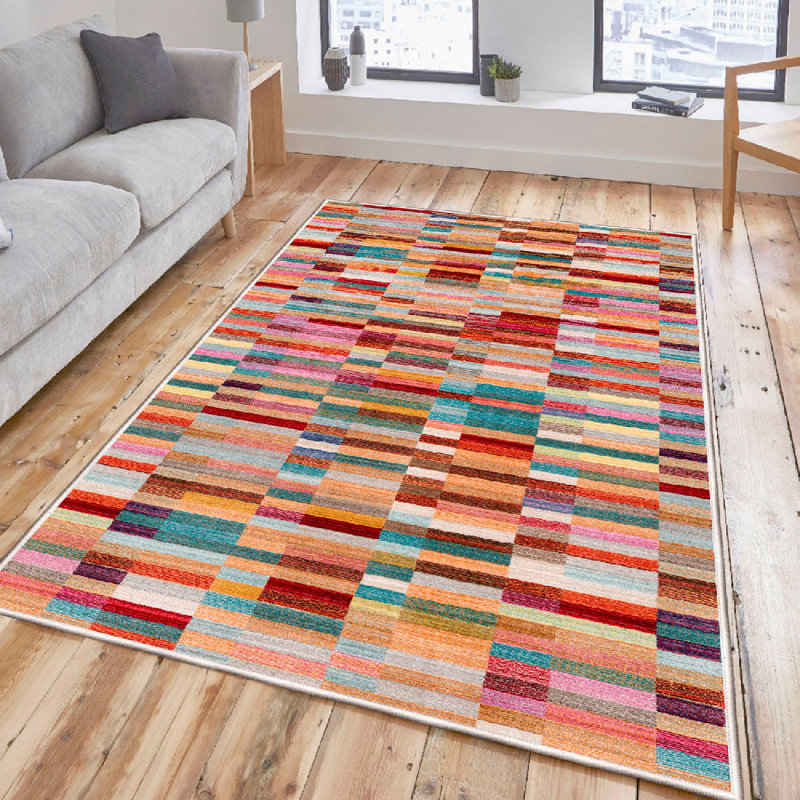 Premium Cotton Area Rug, 31.5 x 59.1 inches | 100% Cotton, 1200 gr/m2 | Antibacterial, Non-Slip PVC Underside | Machine Washable, 0.4 in Pile Height | Soft & Stylish Home Decor in Pink, Blue, Camel, Yellow & Brown