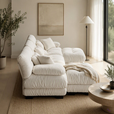 Canapé modulaire de luxe avec canapé modulaire en U pour salon, canapé avec 2 repose-pieds, chenille