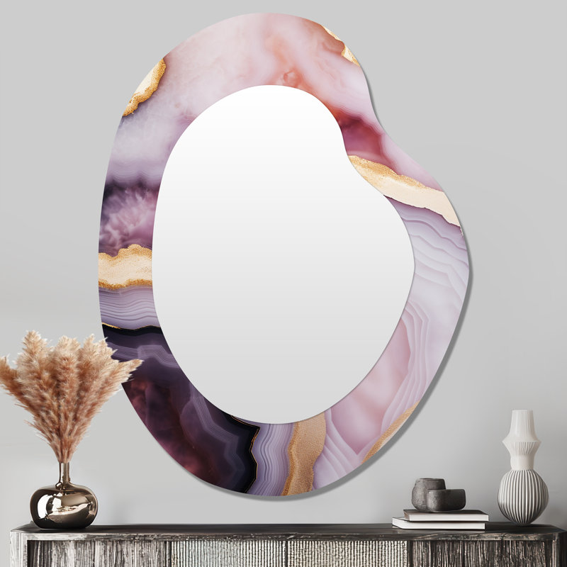 Tender Hues Of Glam Agate II - Formes asymétriques abstraites en marbre - Grand miroir mural moderne
