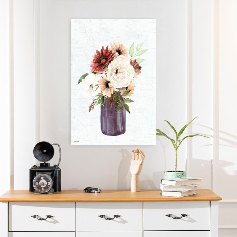 «Harvest Bouquet 2», art floral abstrait rétro, nature, H 24 po x l 16 po