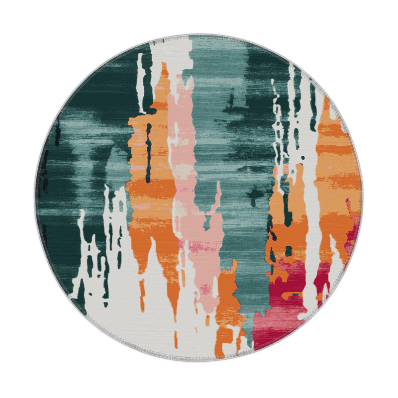 Tapis intérieur et extérieur beige Watercolor, Rond 5 pi