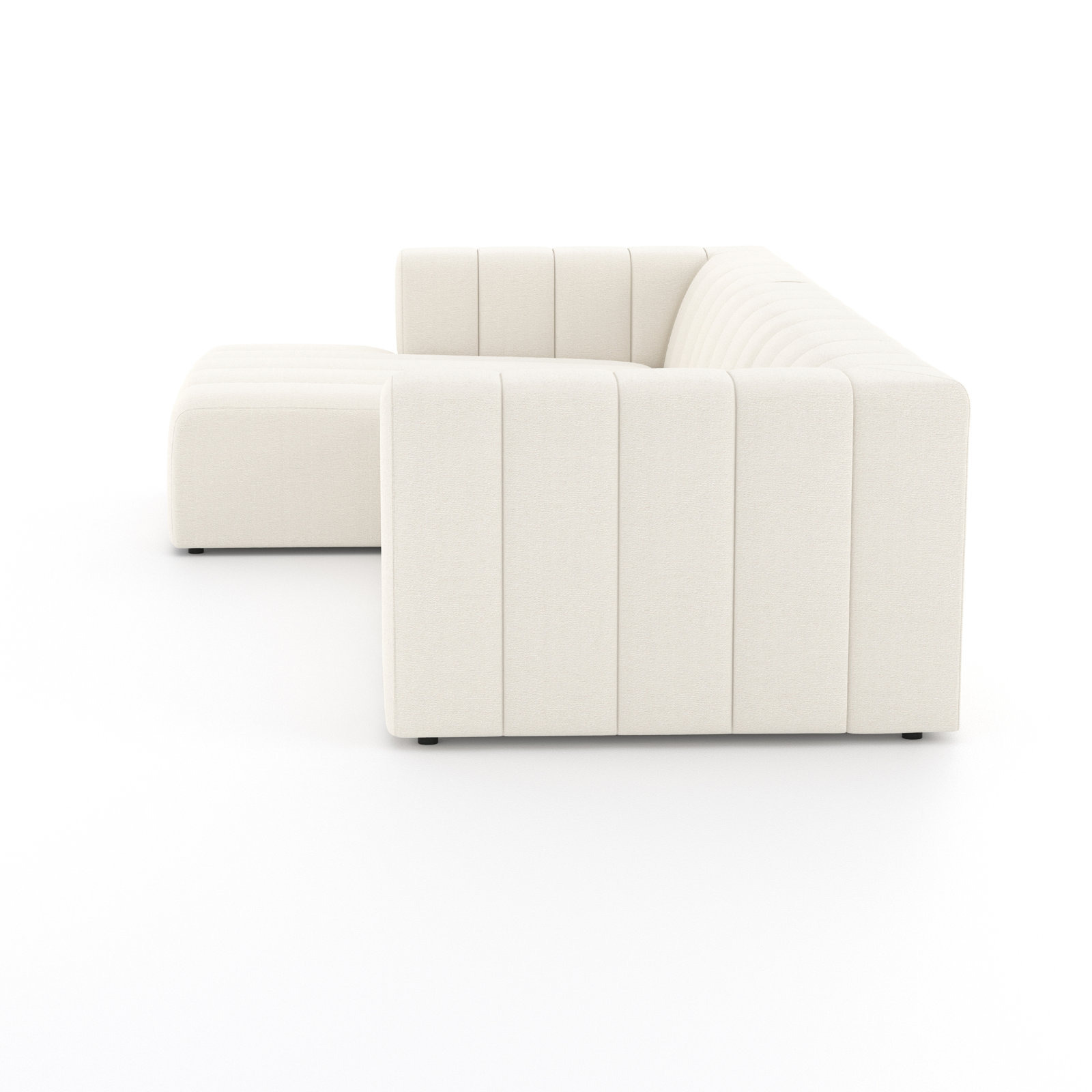 Bowry Modular Upholstered Chaise L-Sectional, Right Hand Facing, Fayette Cloud Polyester, Black