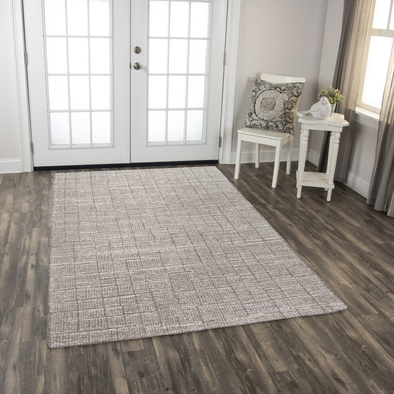 Tapis géométrique en laine touffeté à la main brun Kadejha, Rectangle 8 pi 6 po x 11 pi 6 po