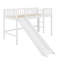 Lit mezzanine simple avec échelle et glissade, lits mezzanine avec rails de sécurité, lit mezzanine bas simple en bois avec espace de rangement-591665062