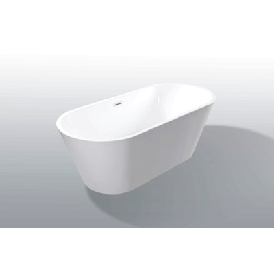 67" Acrylic Freestanding Bathtub, Stand Alone Bathroom Tub, Glossy White, Toe-Tap Chrome Drain, Cupc Certified
