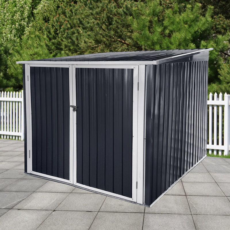 Rangement extérieur en acier galvanisé pour 4 vélos, eau de feu pourriture rouille, local à vélos gris, logement, par mauvais temps,