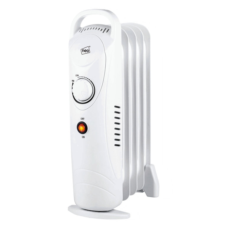 NeoDirect 650W 2217 BTU Electric Radiator Space Heater with Adjustable Thermostat, White