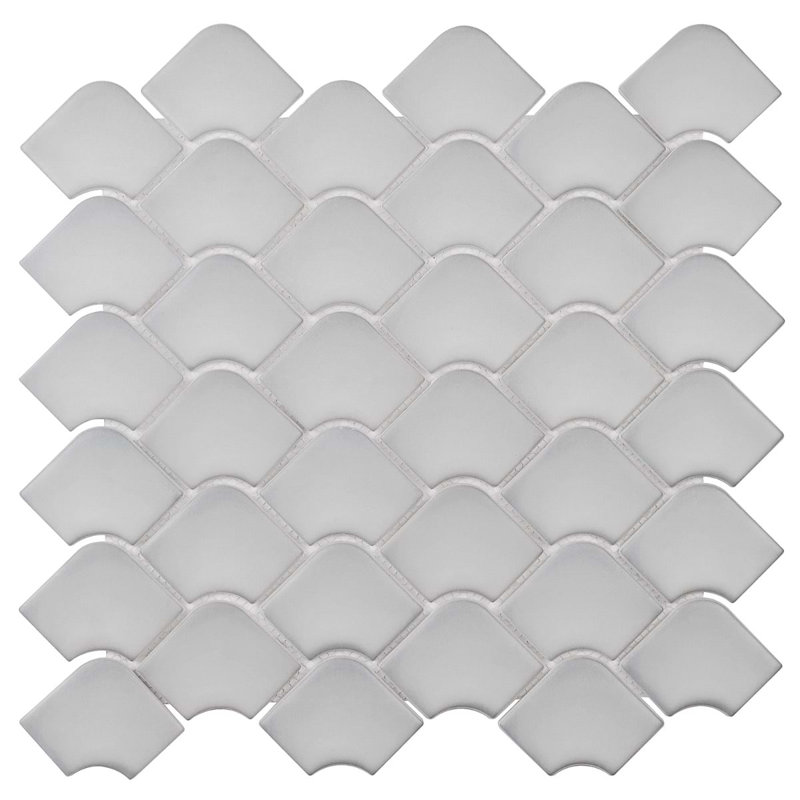 Suki 2X3 Fishscale Matte Mosaic Tile, Gray