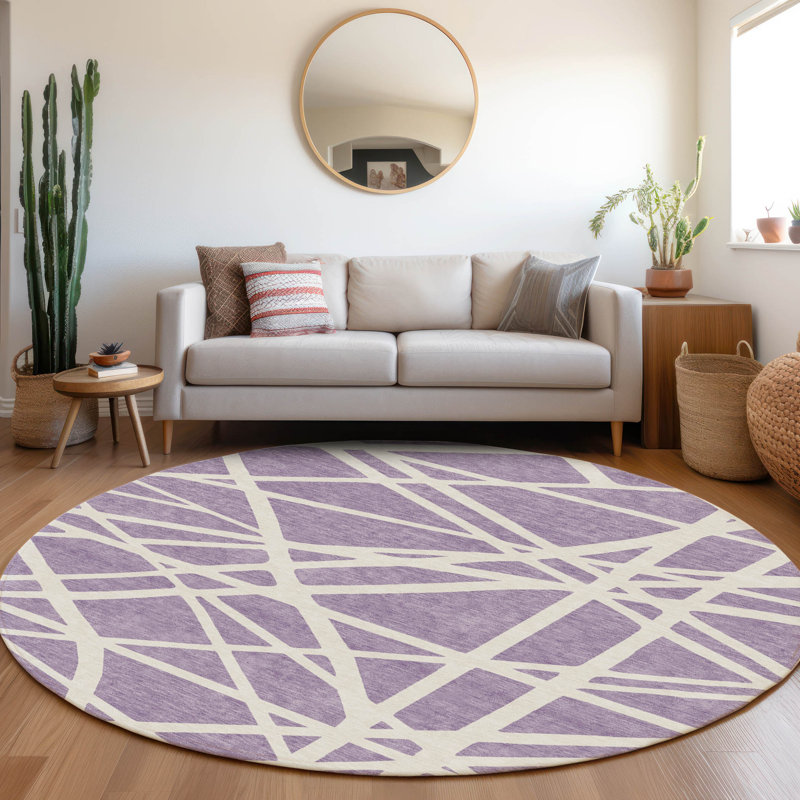 Machine Washable Indoor/Outdoor Chayden ACN1040 Rug, Round 8'