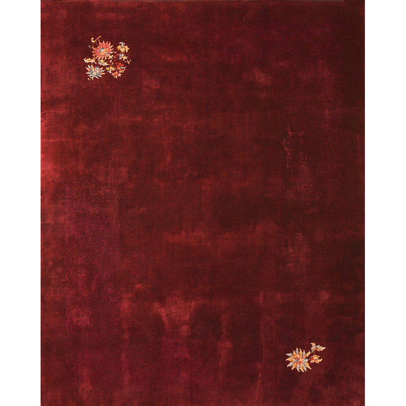 Minimalist Reddish Bronze Solid Open Filed Antique Chinese Deco Carpet