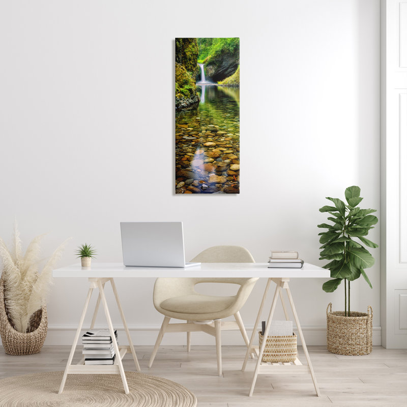 Clear Stream Waterfall Landscape Canvas Print, 17 x 40