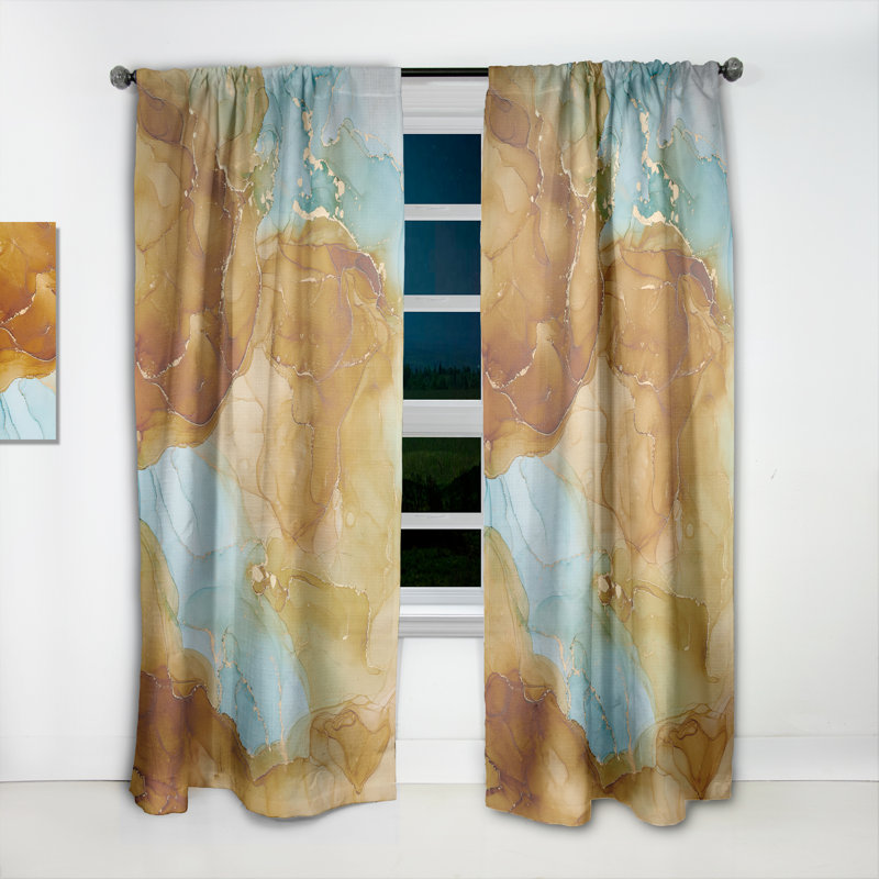 Art abstrait fluide de luxe brun - rideau abstrait obscurcissant - 1 panneau, L 52 po x L 95 po