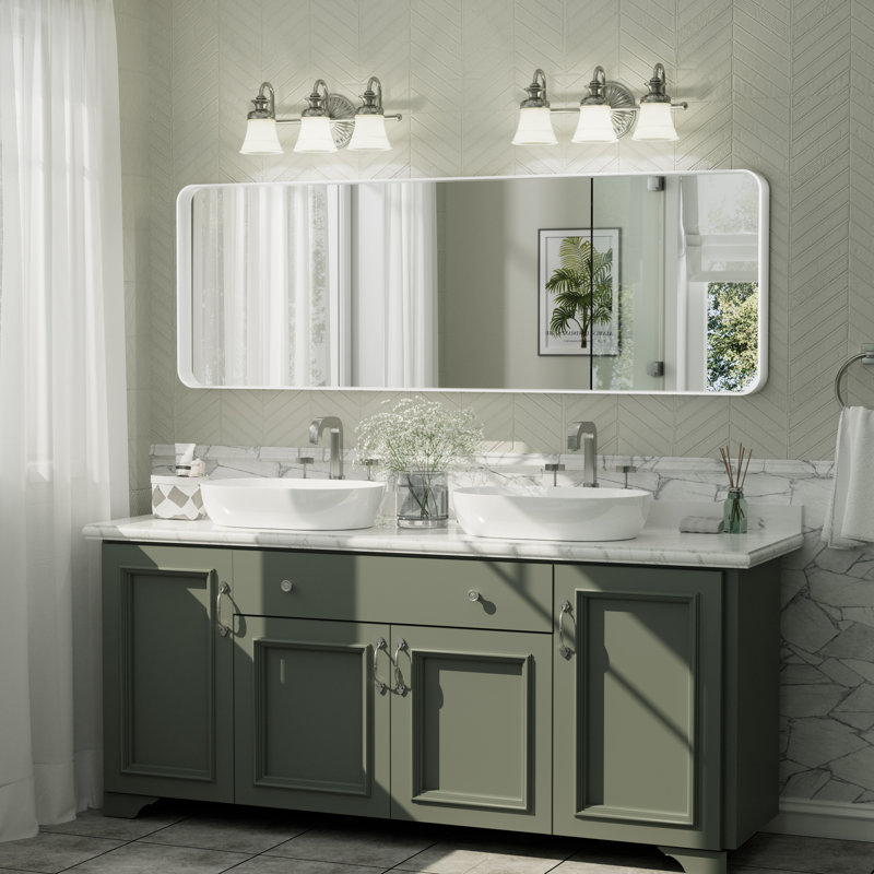 Miroir mural Aevar, 65 po x 22 po, Blanc mat
