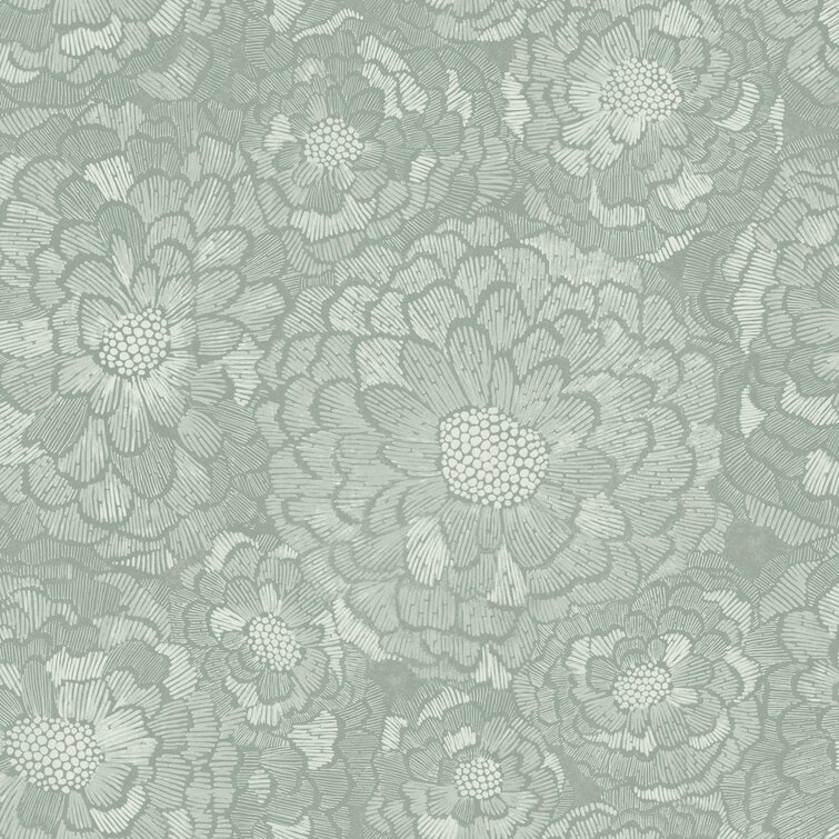 Darrin Zen Dahlia 16.5' L x 20.5 W Peel and Stick Wallpaper Rol Steelside Color: Green/Taupe