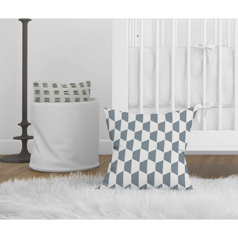 Coussin Hex, Bleu géométrique, H 18 po x l 18 po