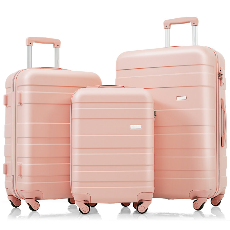 Ensembles de bagages Nouveau modèle ABS Hardshell 3 pièces Ensemble de valises rigides et durables Valise à roulettes avec serrure TSA 20 "24" 28 "