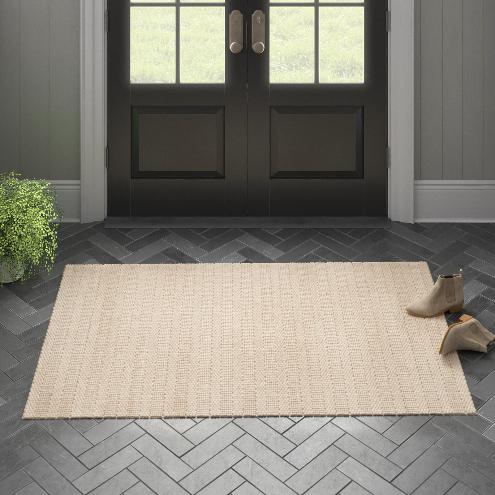 Stanwick Handmade Bleach Rug, Rectangle 2'3" x 4'