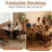 Folding Dining Table and Chairs Set of 8 - 59" Fully Assembled Drop Leaf Table 4-6 Seater with Storage and Lockable Wheels-2040843194